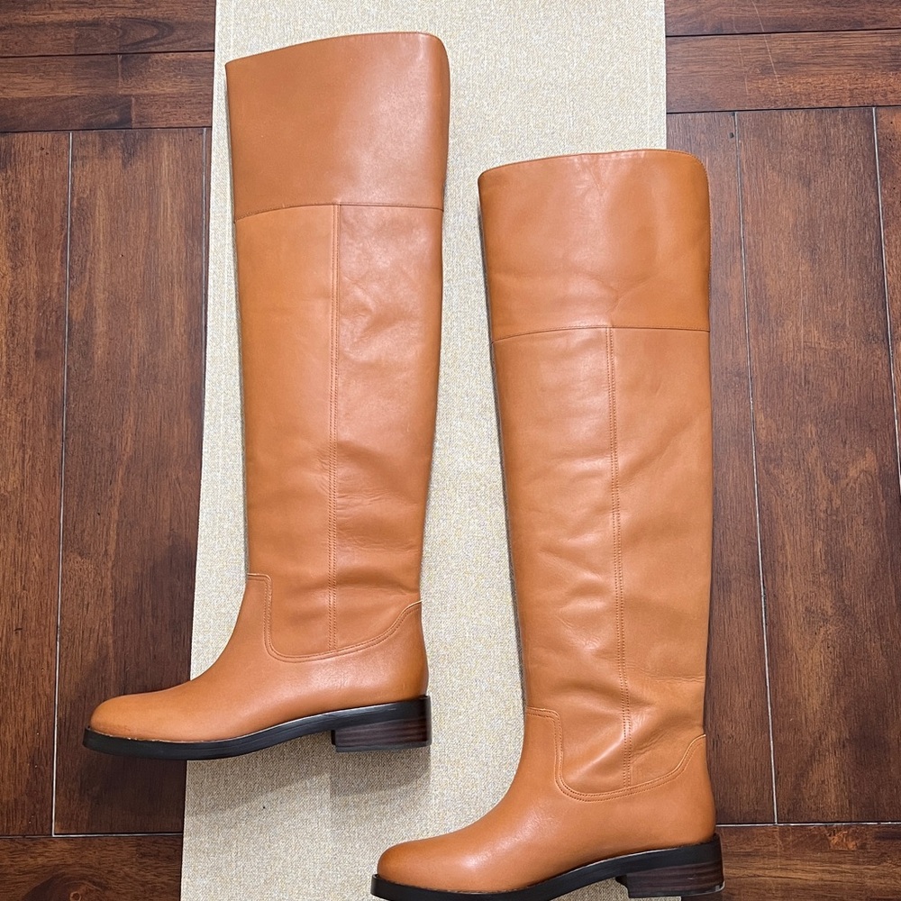 ❤️ J Crew Polished Leather Over the Knee Boot - Rich Caramel